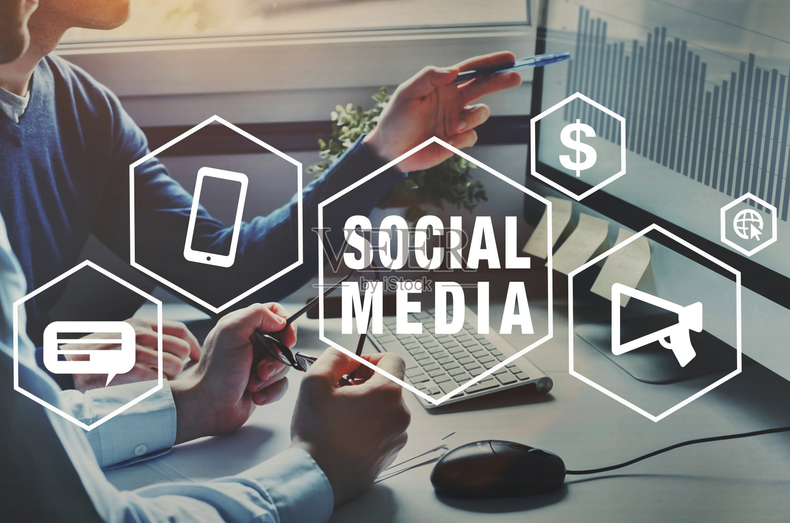 社交媒体的商业，概念。照片摄影图片