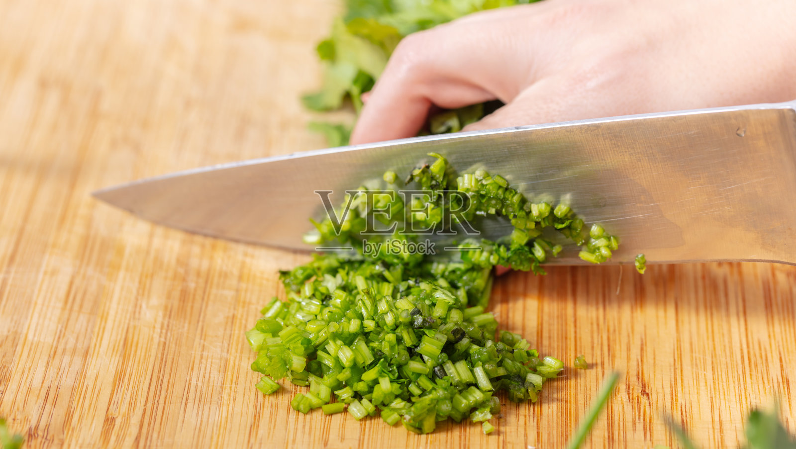 煮切碎的绿香菜照片摄影图片