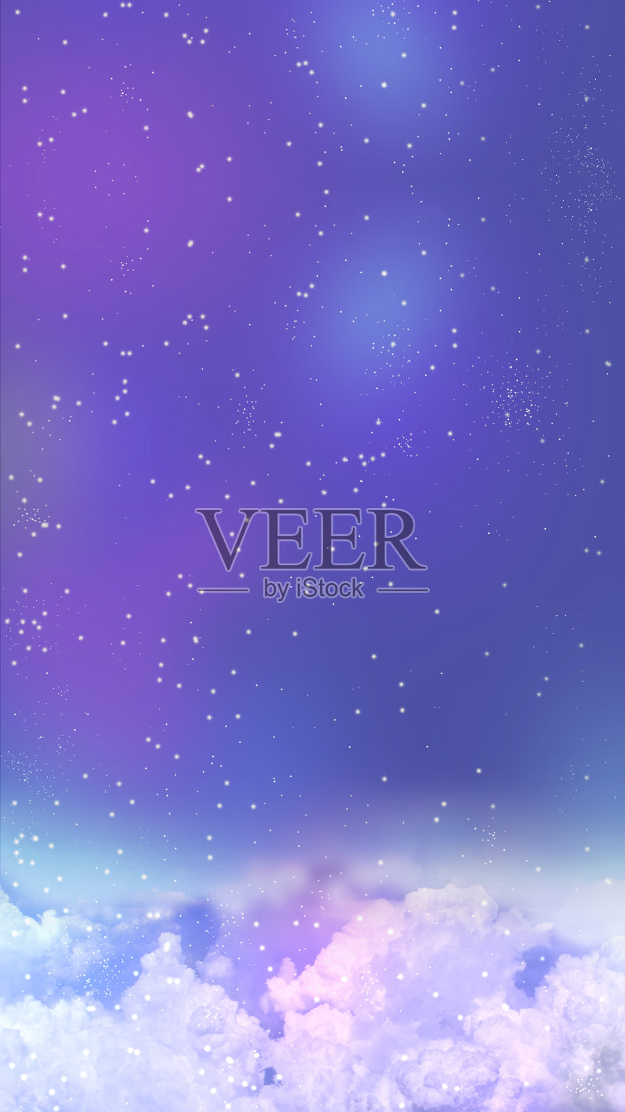 繁星满天的云朵插画图片素材