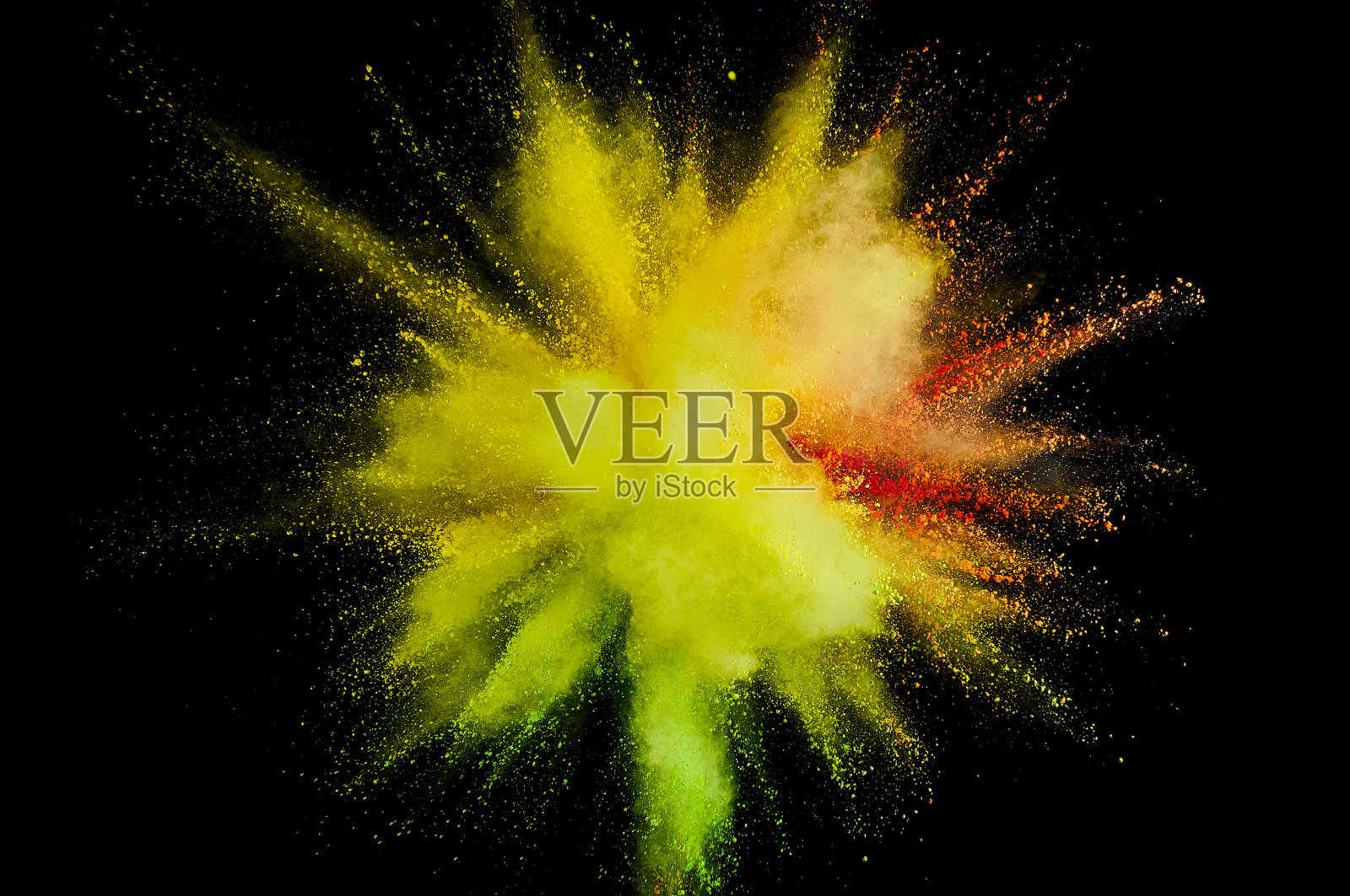 彩色粉末爆炸。抽象特写灰尘的背景。色彩斑斓的爆炸。油漆胡里节照片摄影图片