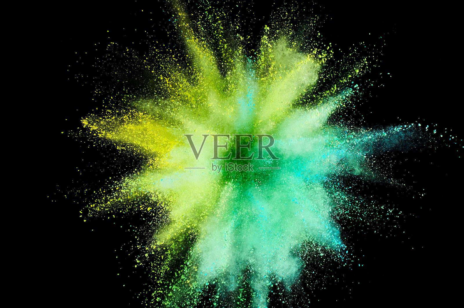 彩色粉末爆炸。抽象特写灰尘的背景。色彩斑斓的爆炸。油漆胡里节照片摄影图片