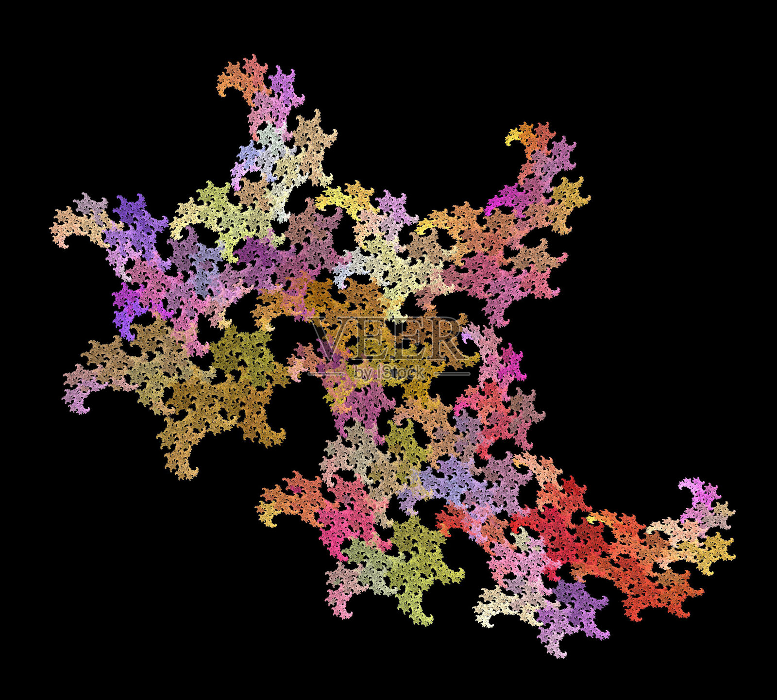 一个数字分形在黑色上的图像照片摄影图片