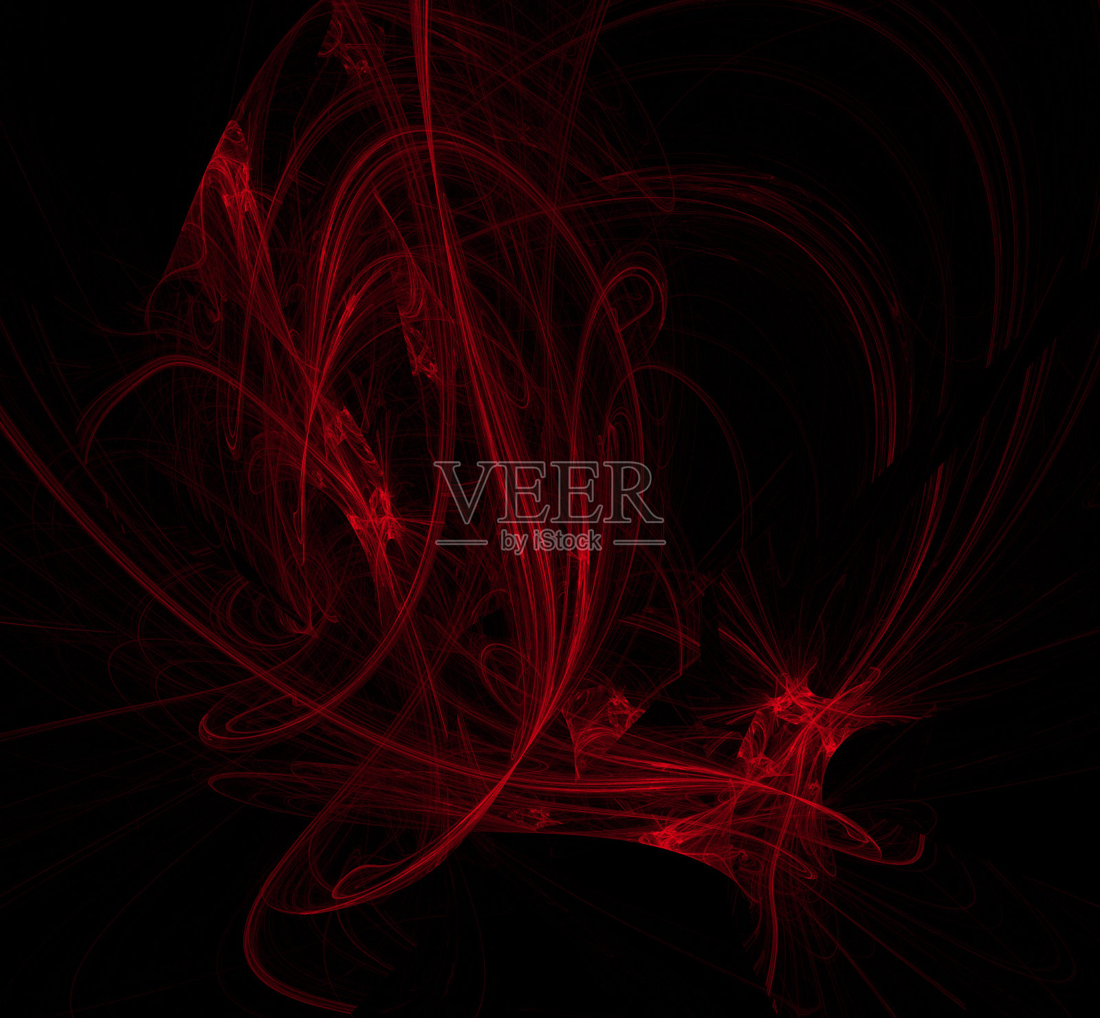 黑色背景上的红色抽象画。幻想的分形结构。数字艺术。3 d渲染。计算机生成图像。照片摄影图片