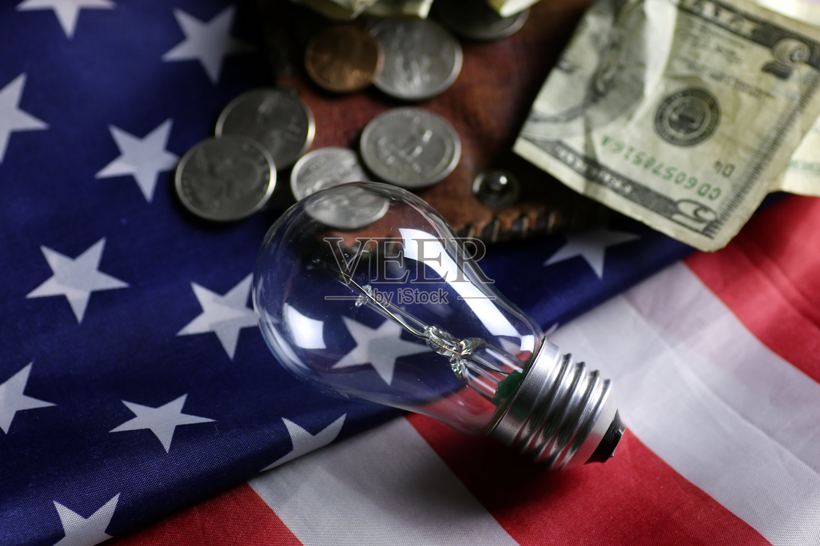 美国权力程序灯硬币钱照片摄影图片