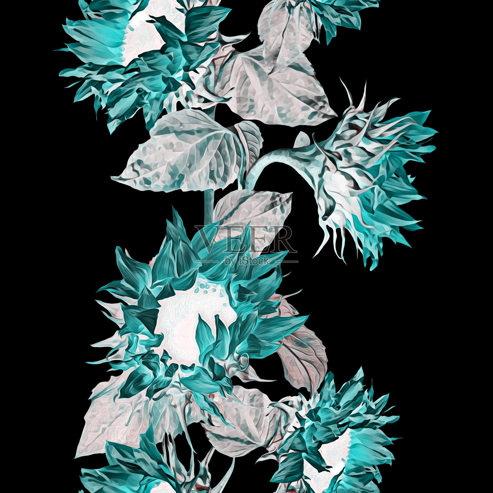 向日葵无缝的花环。插画图片素材