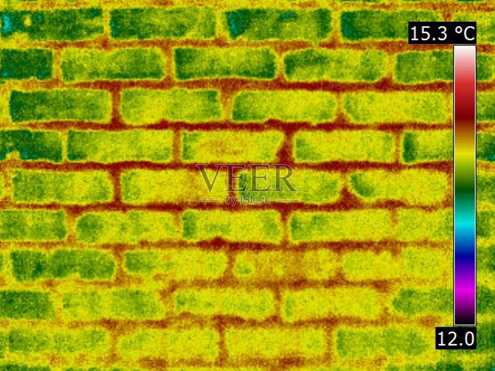 热红外图像彩虹色砖墙图案照片摄影图片