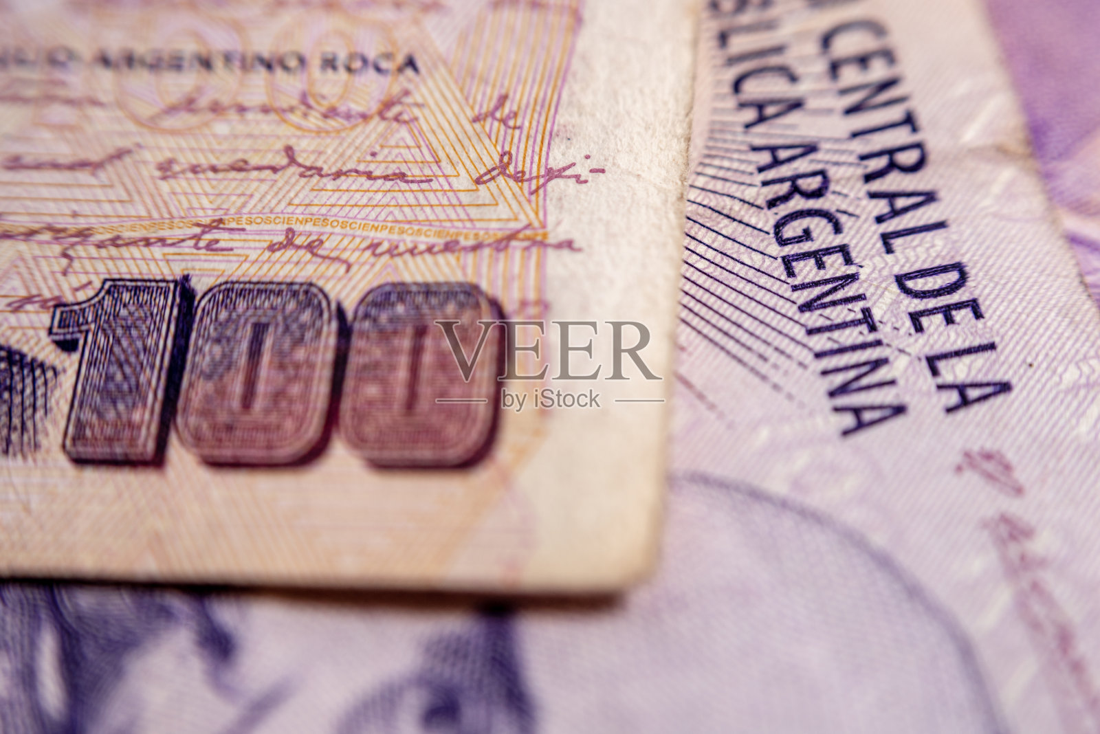 阿根廷100比索钞票的微缩照片照片摄影图片
