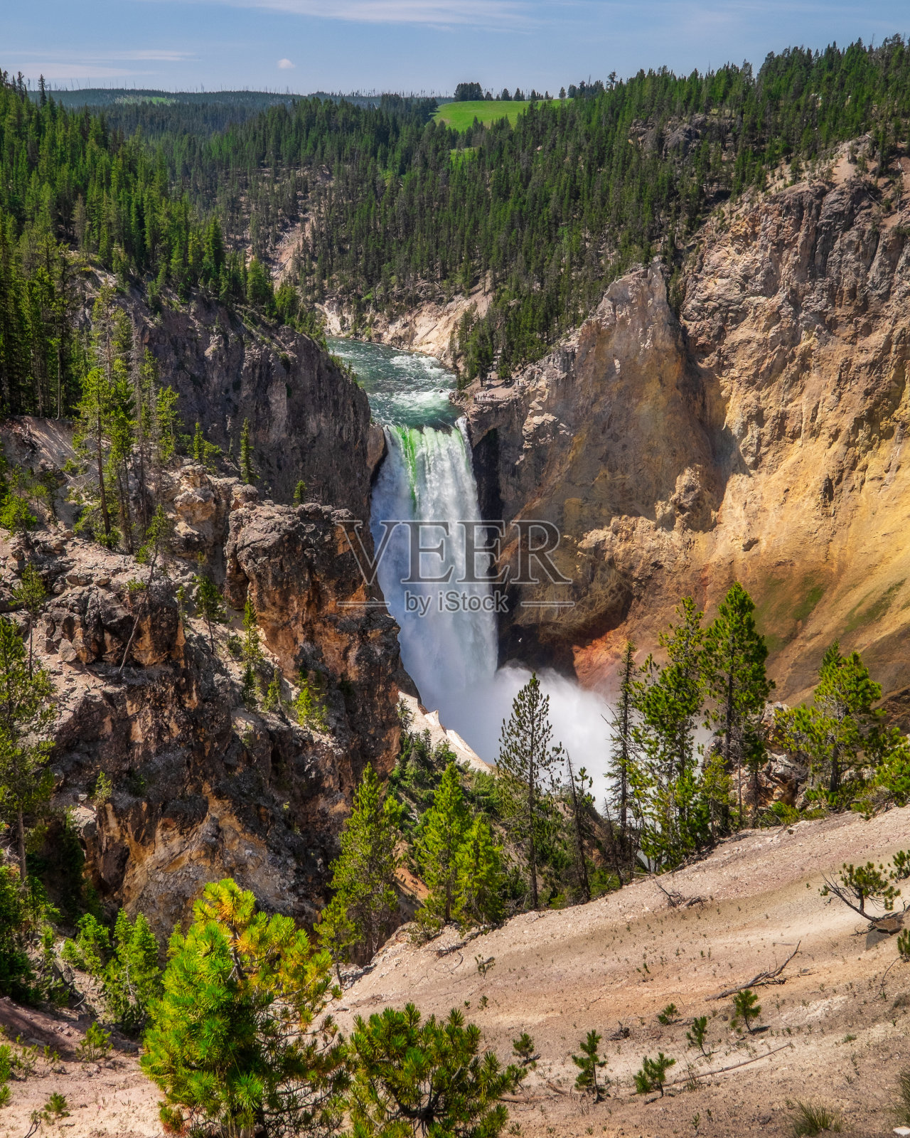 黄石瀑布照片摄影图片