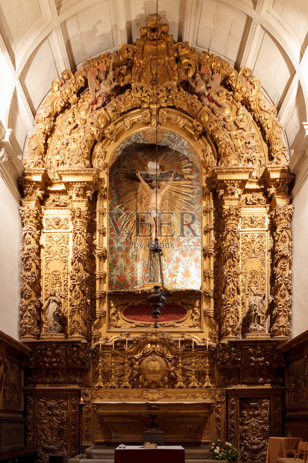 巴洛克小教堂内部照片摄影图片