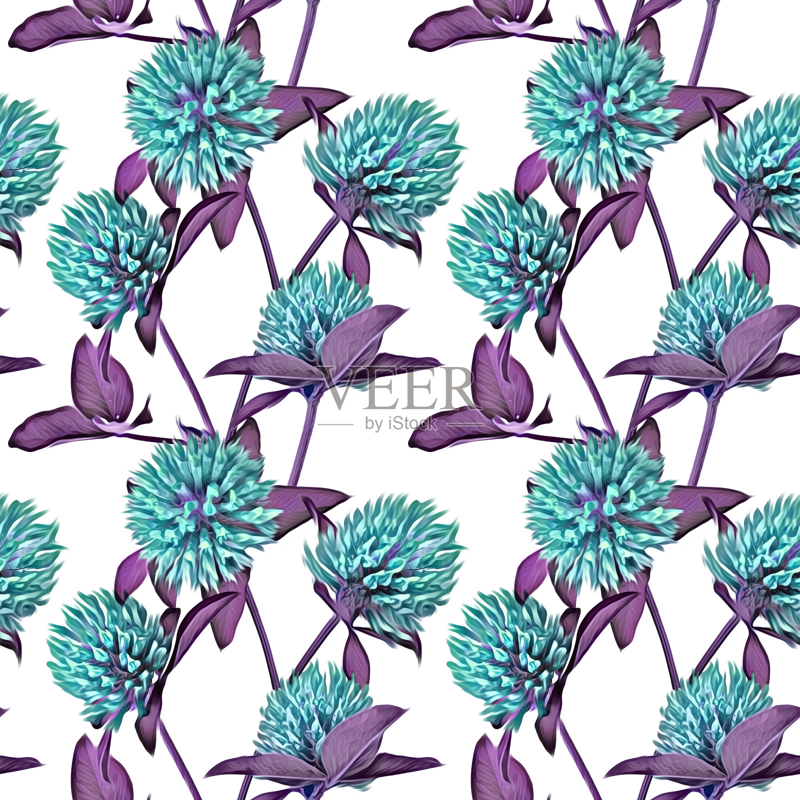 三叶草无缝模式。插画图片素材