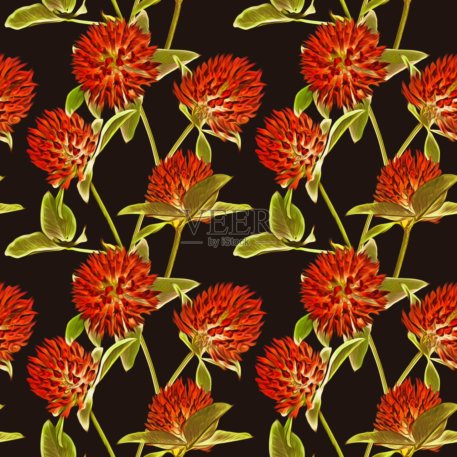 三叶草无缝模式。插画图片素材