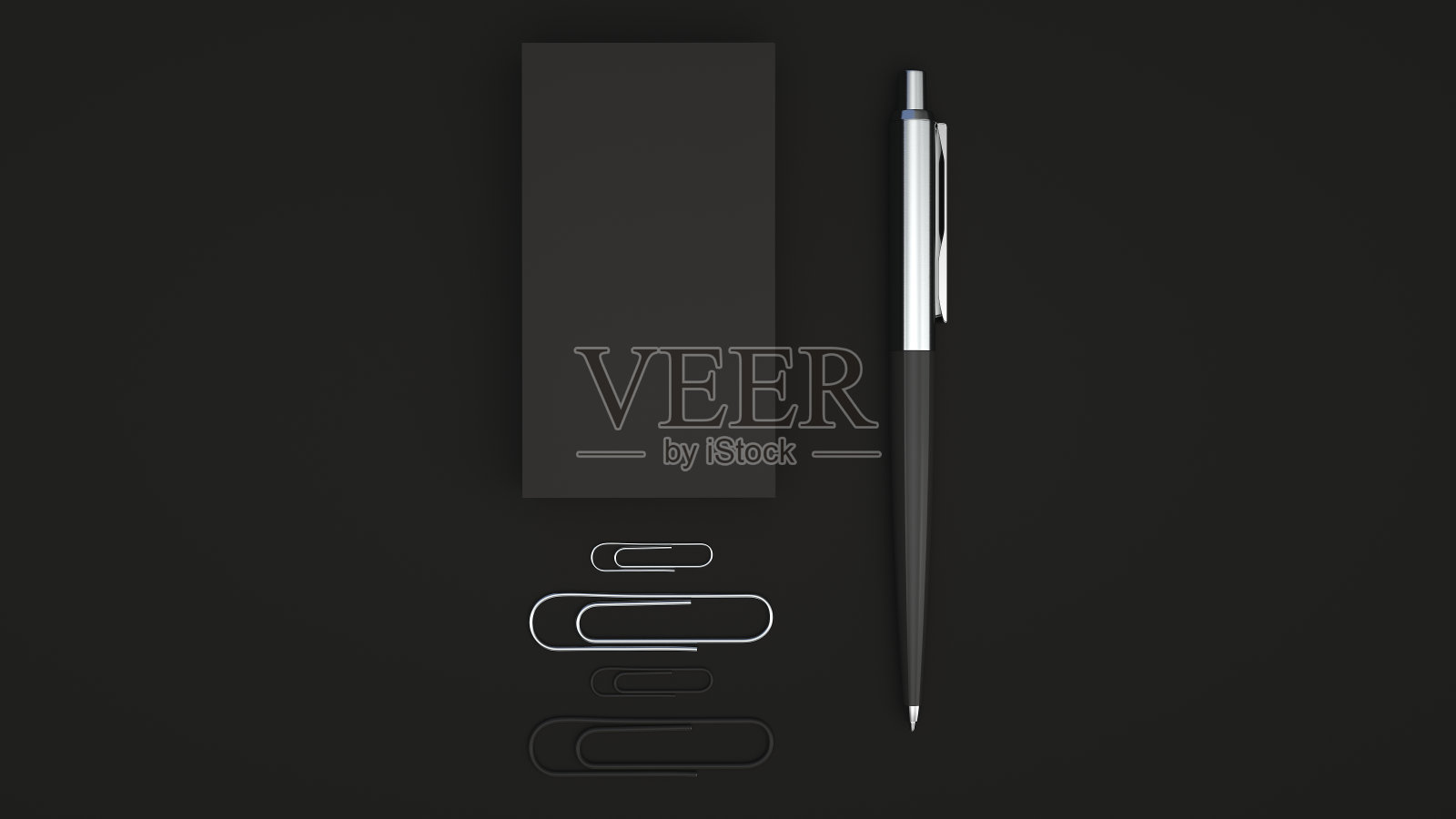 名片，回形针和笔照片摄影图片