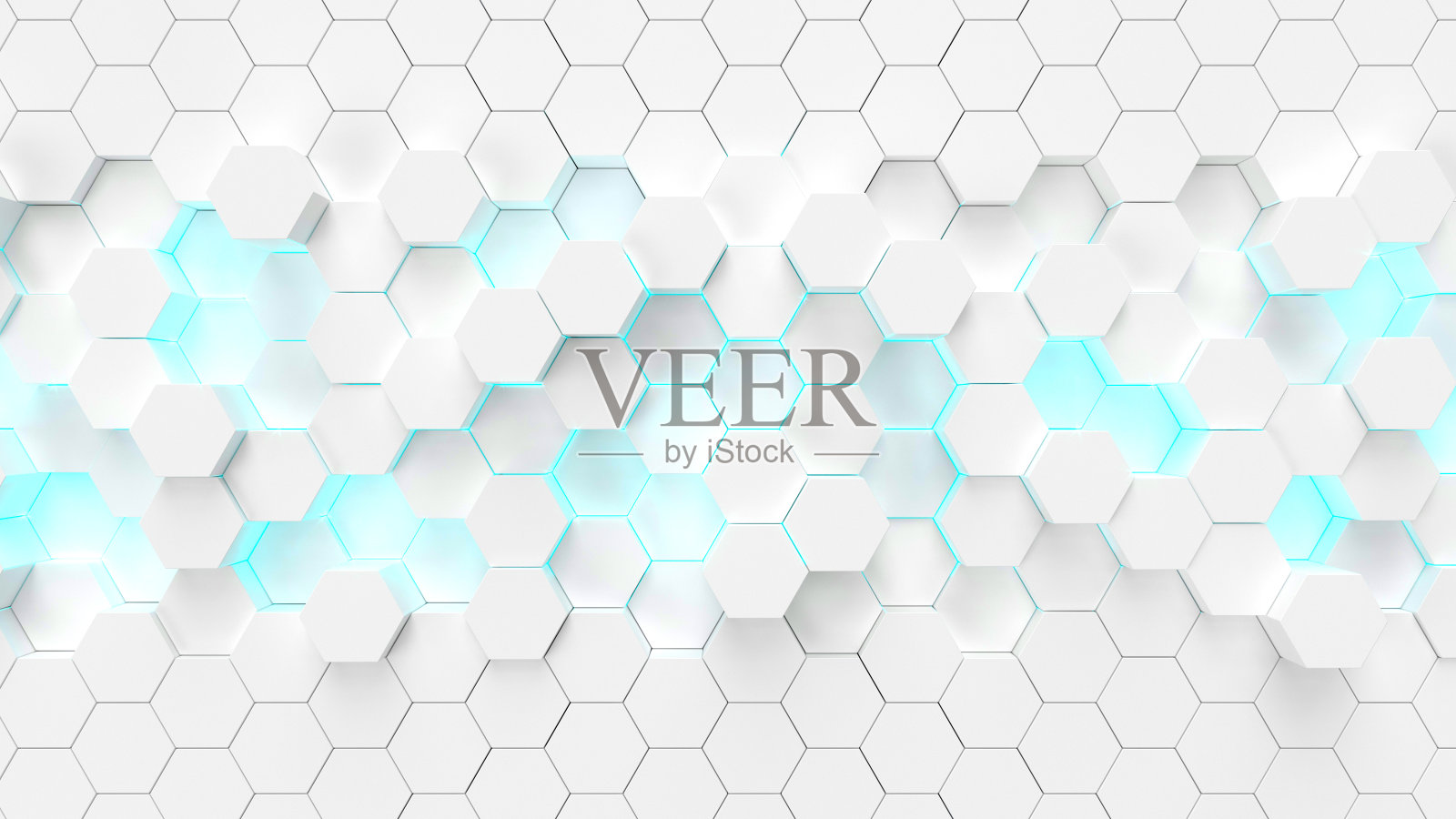 抽象的白色六角形曲面。未来和科技概念照片摄影图片