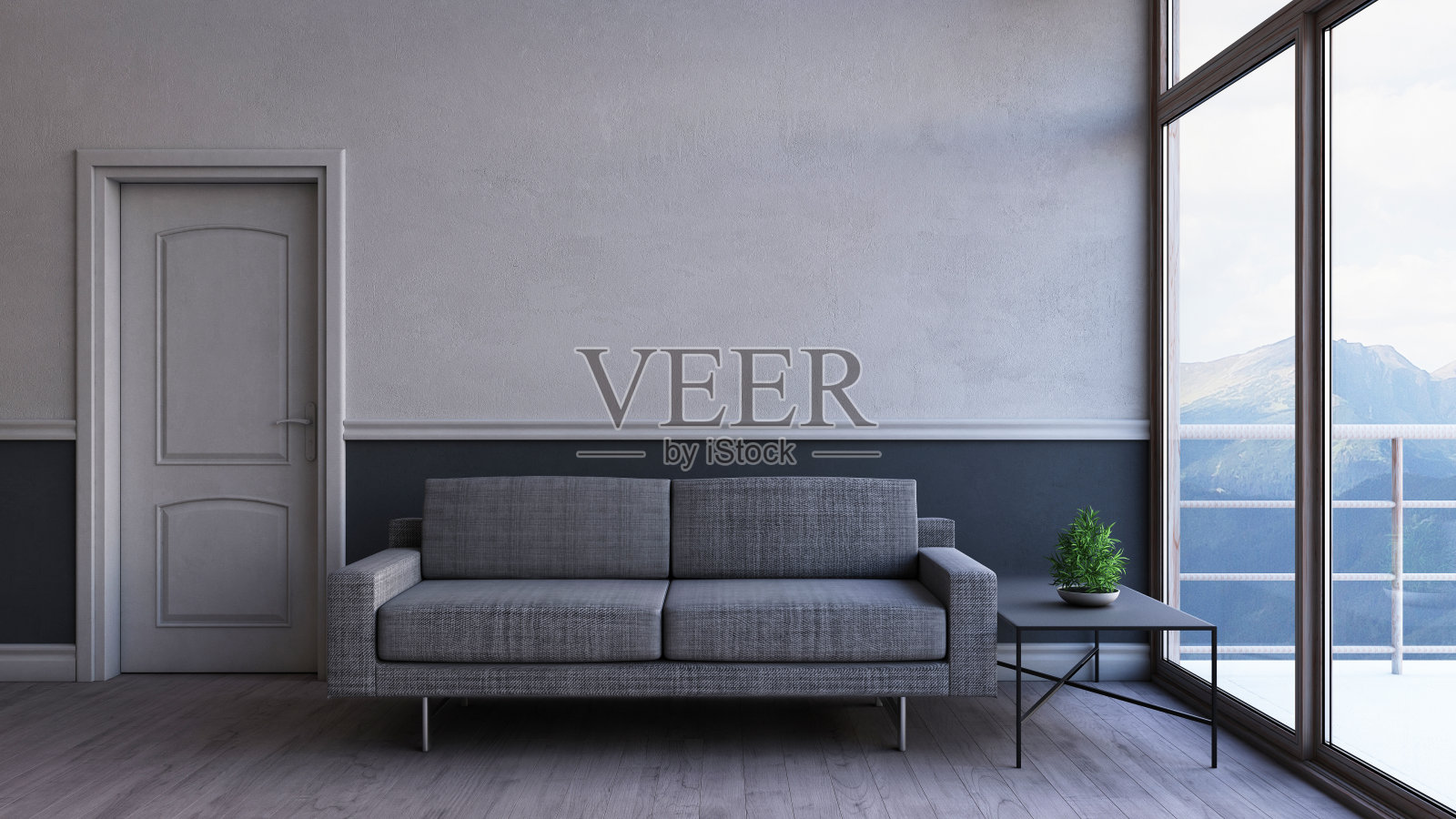 3D当代客厅室内和现代家具照片摄影图片