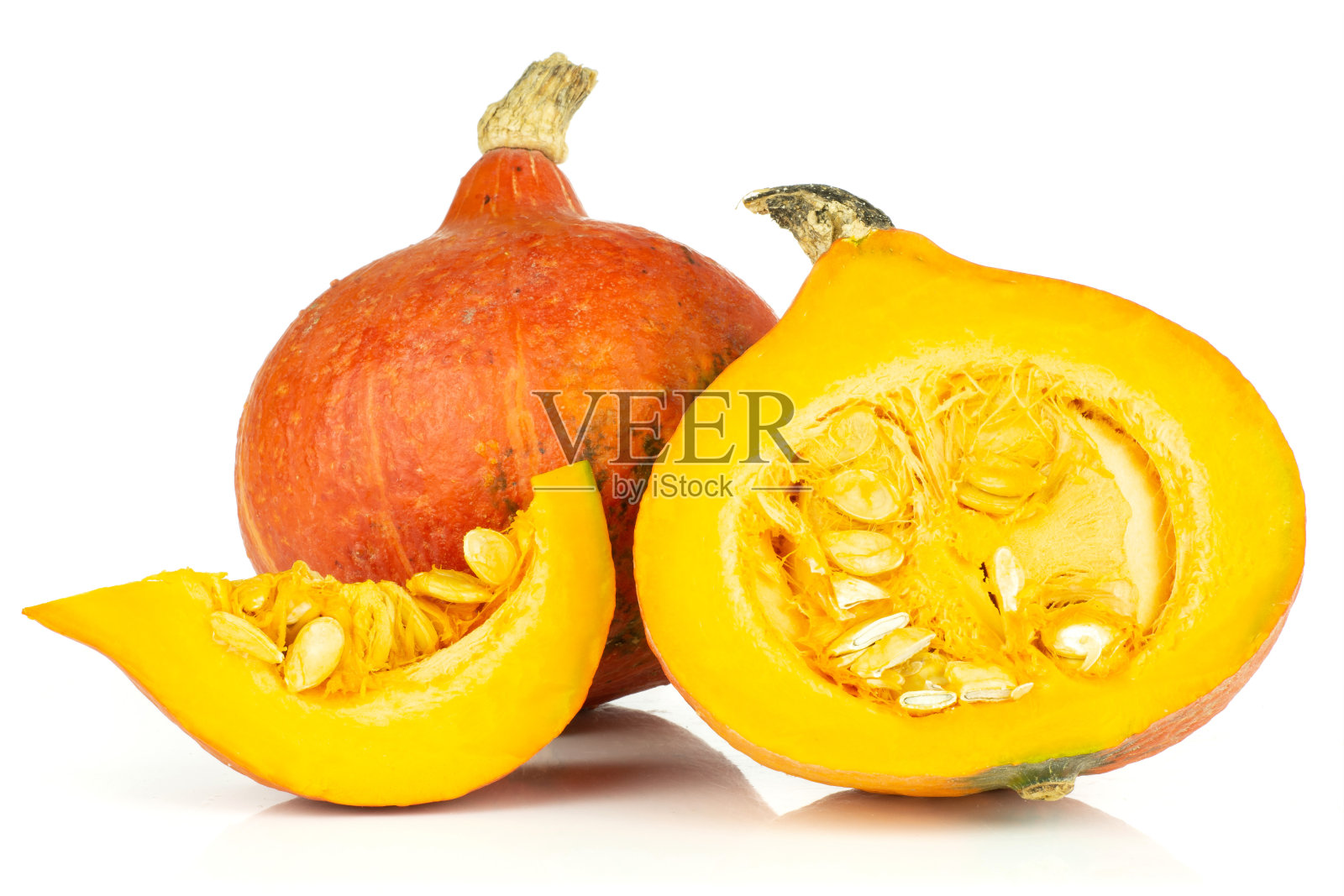 鲜红的北海道栗子南瓜孤立上白照片摄影图片