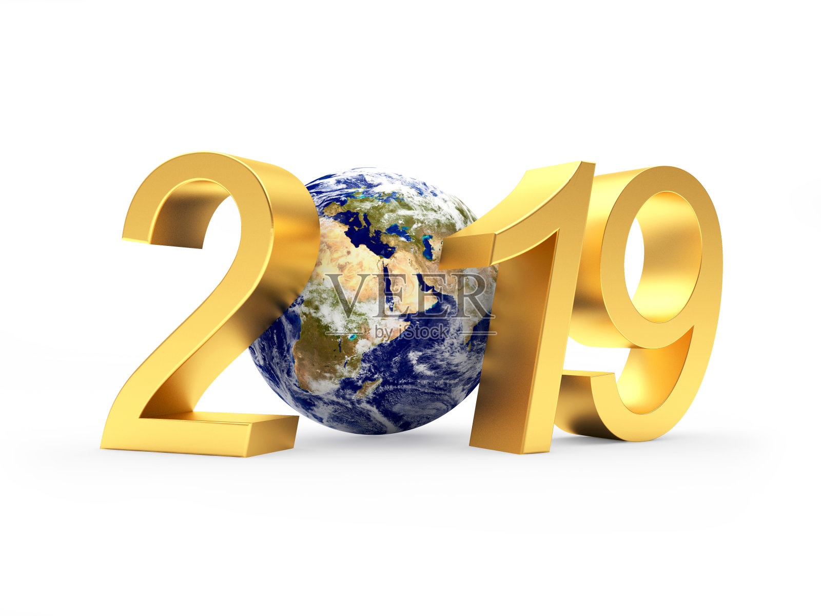 金色2019和地球照片摄影图片