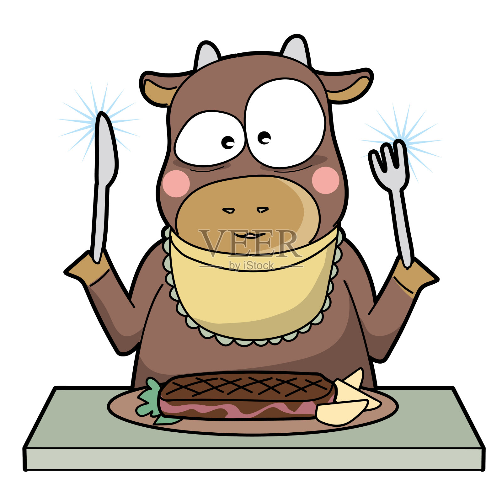 同类相食-牛-独特的类型插画图片素材