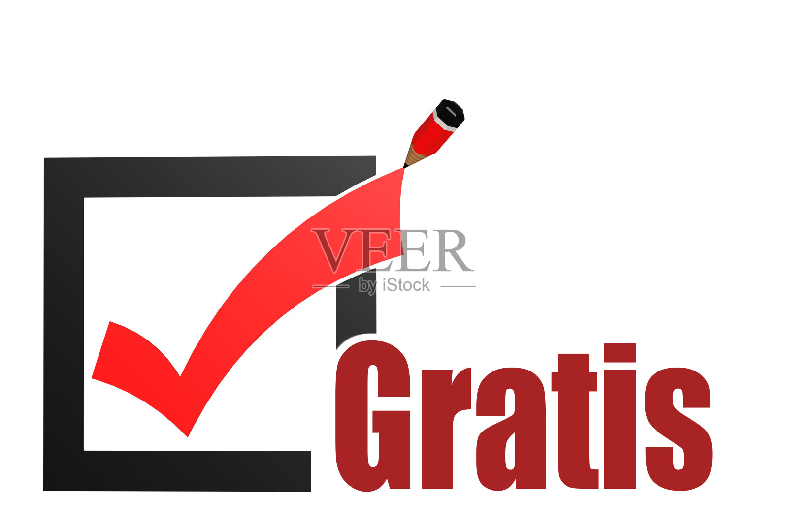 免费单词与勾号和铅笔照片摄影图片