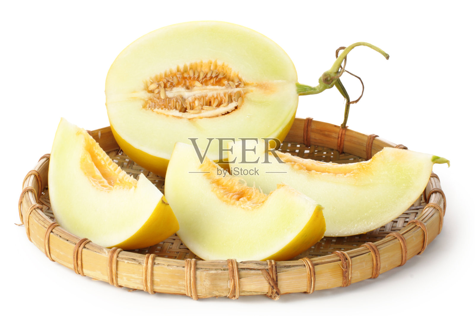 白底上孤立的甜瓜照片摄影图片