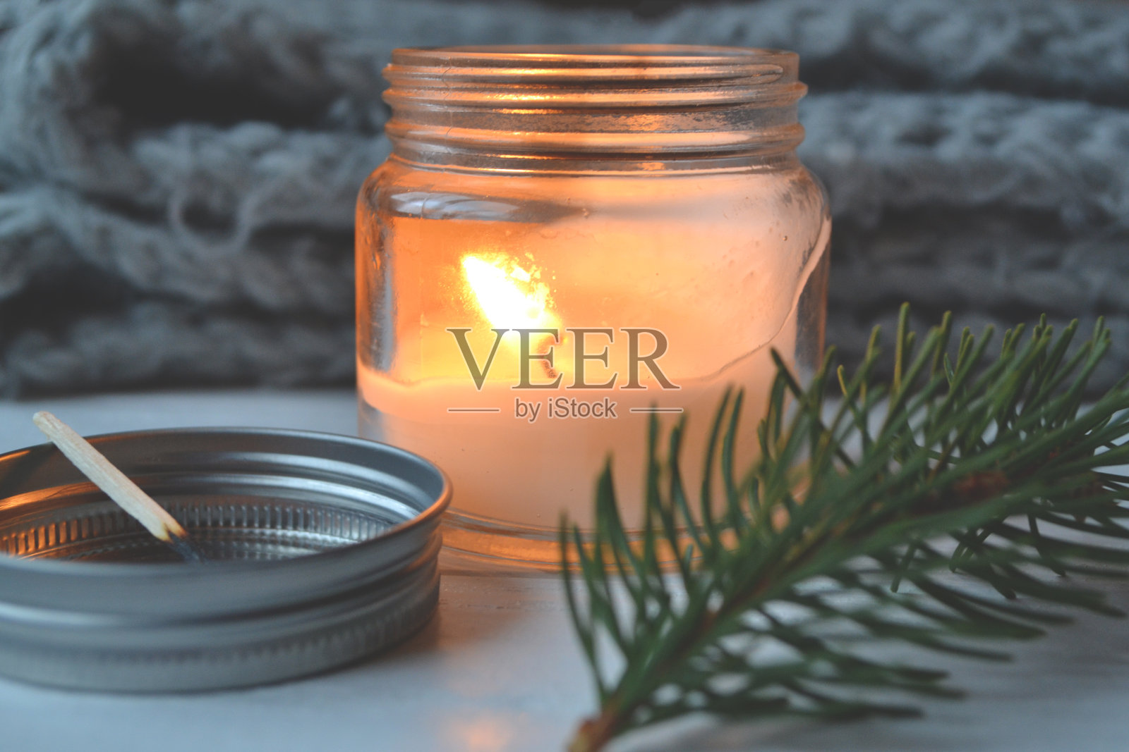 冬季风格背景。家居装饰的对象。照片摄影图片