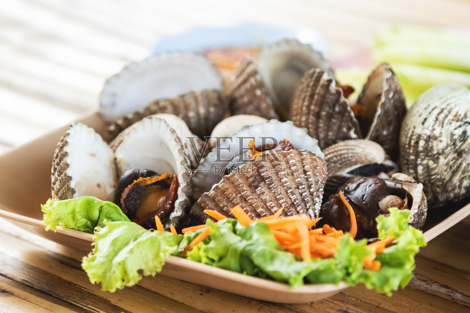 煮熟的血蛤的特写照片摄影图片