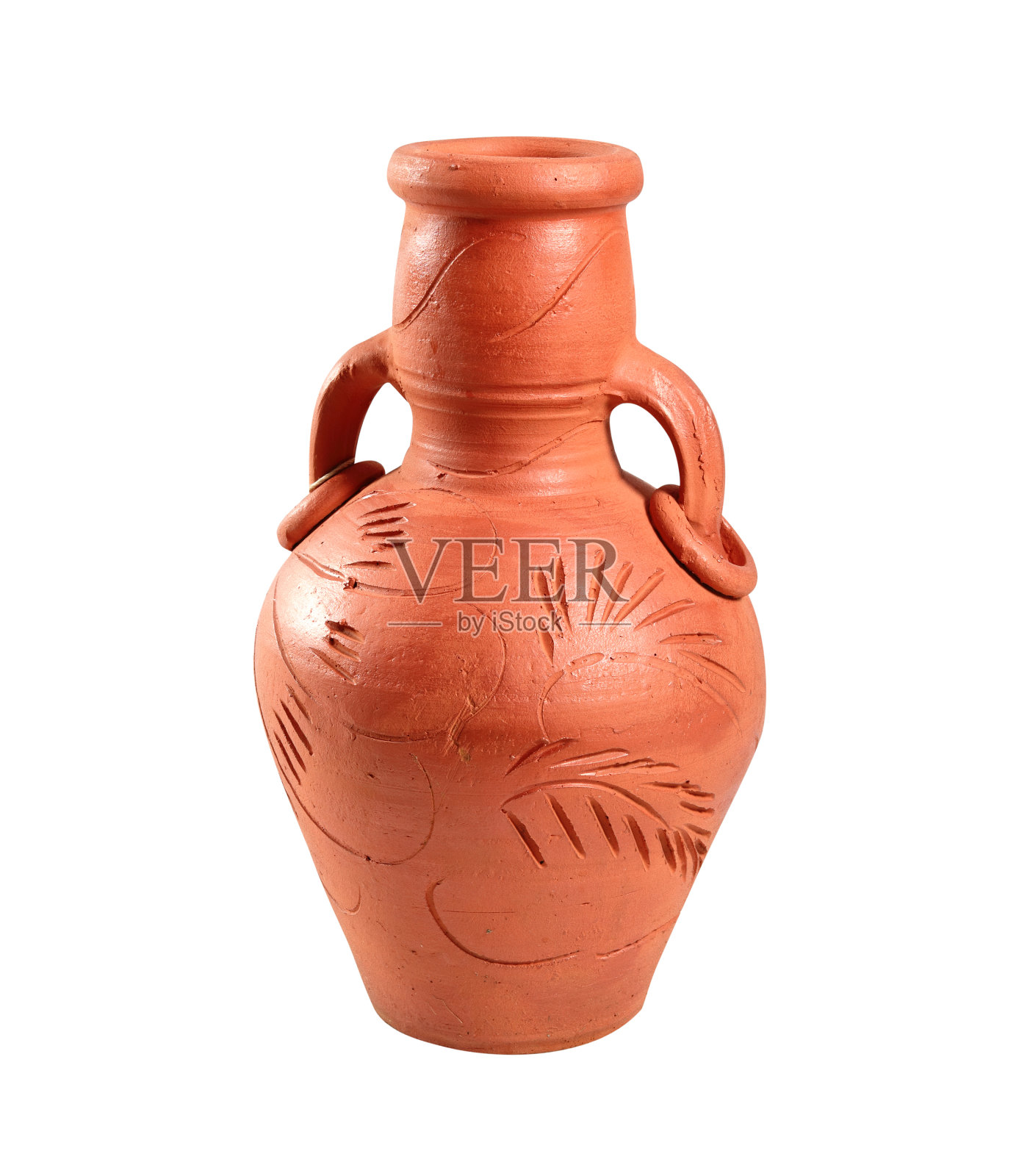 画粘土土罐。孤立在白色背景上。照片摄影图片