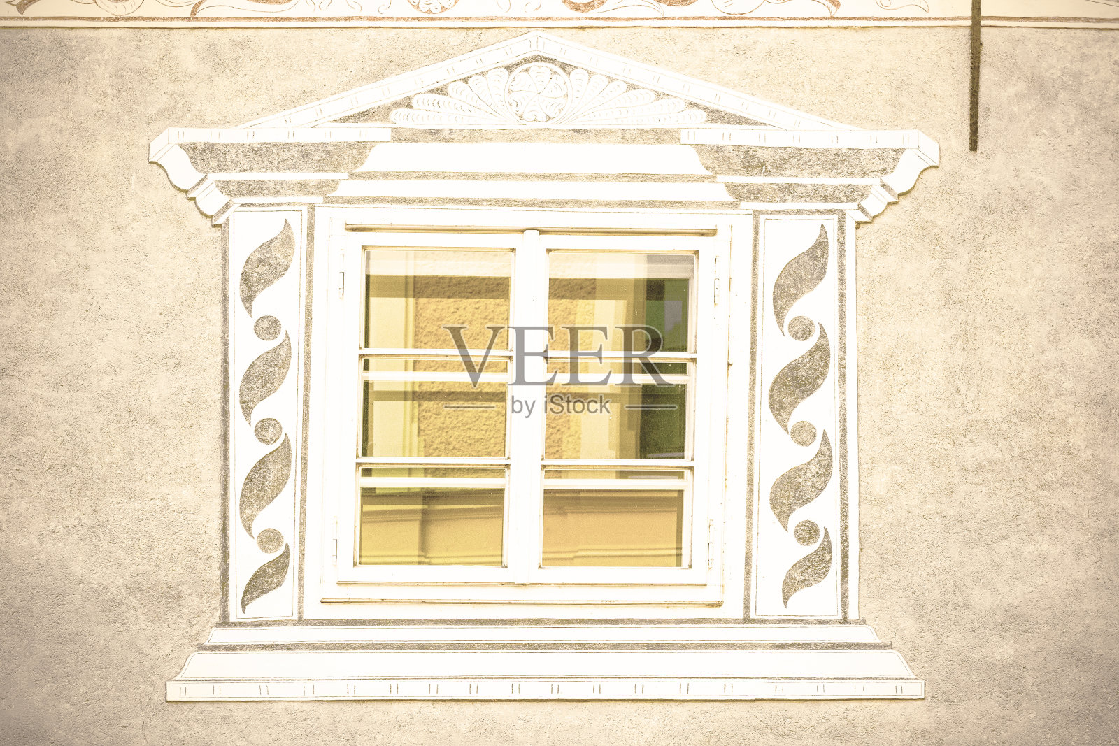 典型的奥地利窗口。照片摄影图片