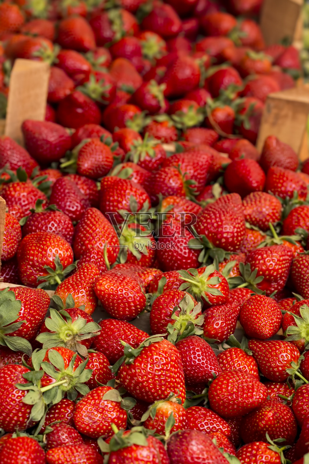 鲜红的草莓在水果市场上照片摄影图片