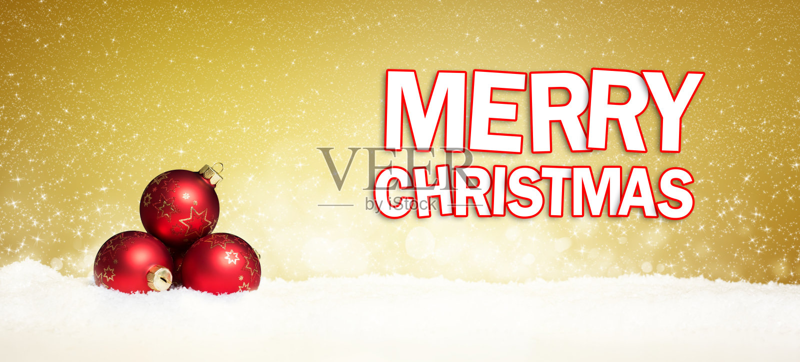 雪花里的圣诞球照片摄影图片