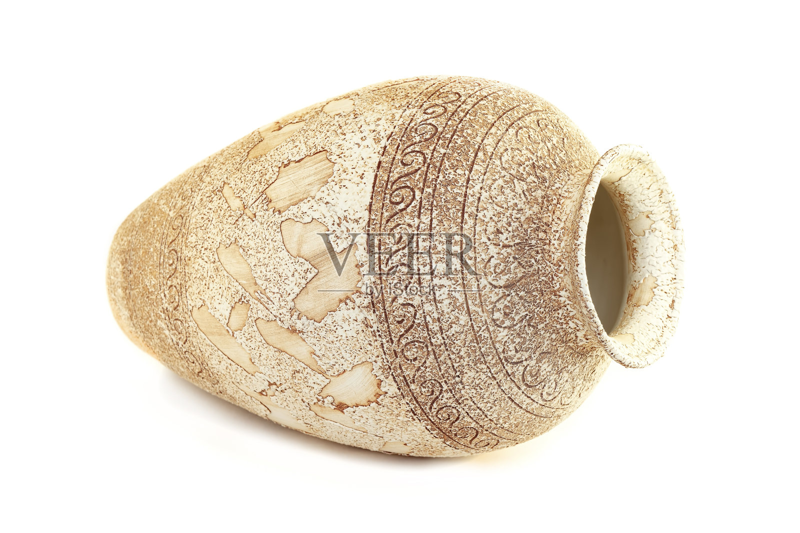 经典的希腊双耳罐孤立地躺在白色的背景上照片摄影图片