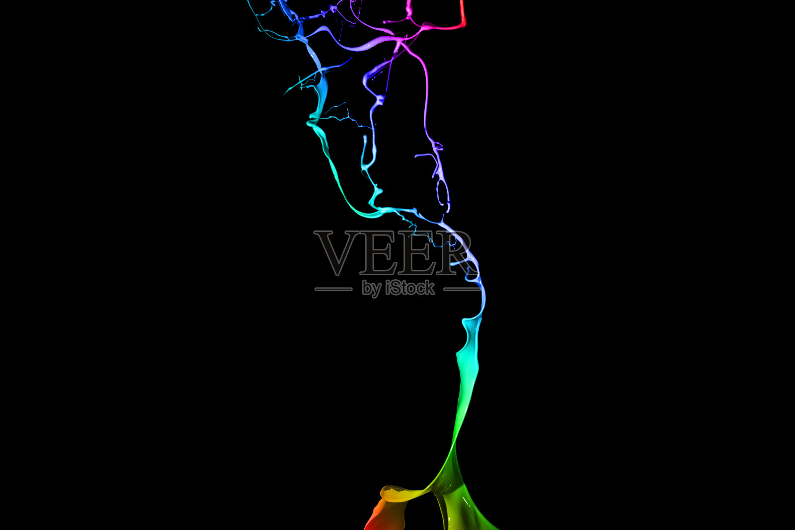 彩色油漆飞溅孤立的黑色背景照片摄影图片