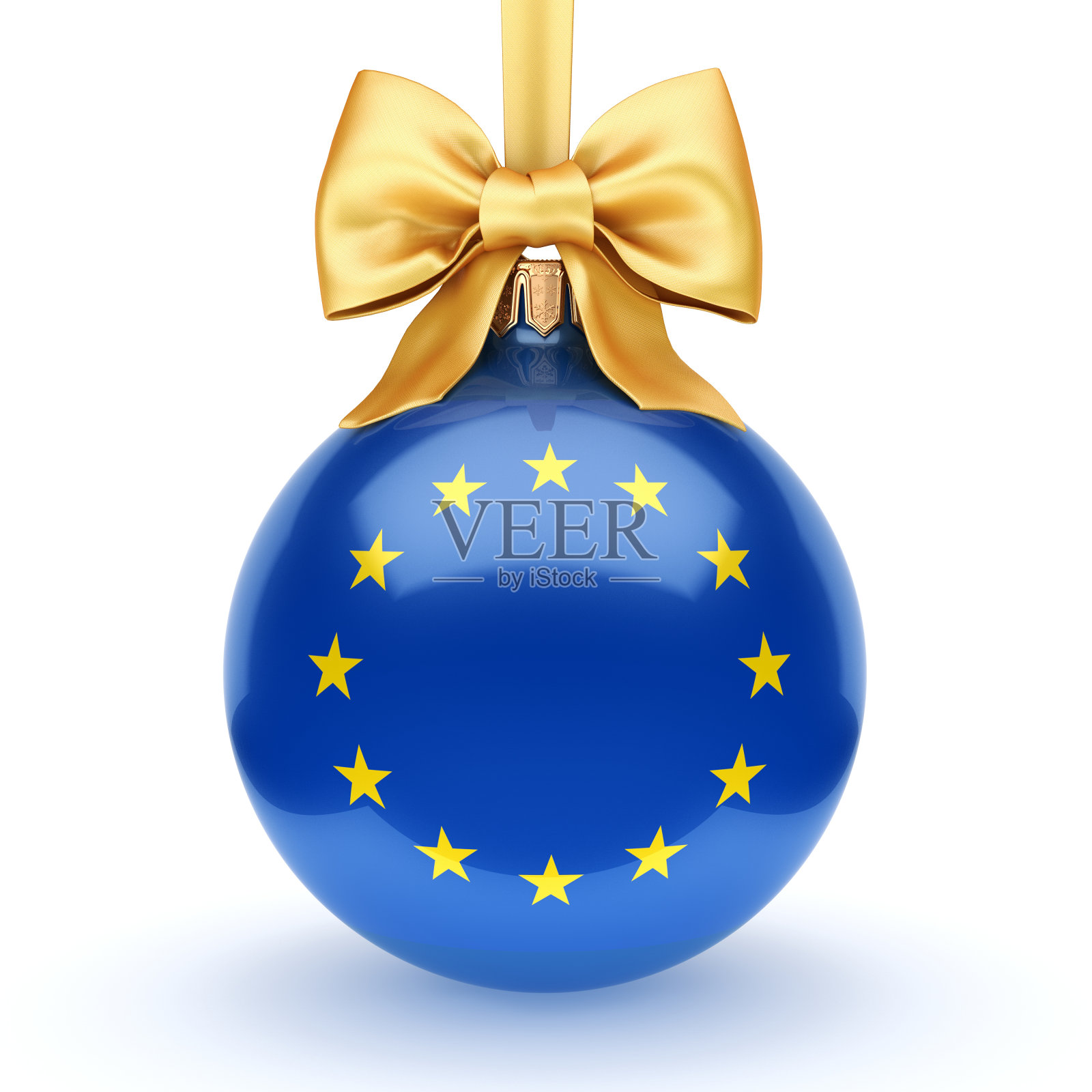 3D渲染圣诞球与欧盟的旗帜照片摄影图片