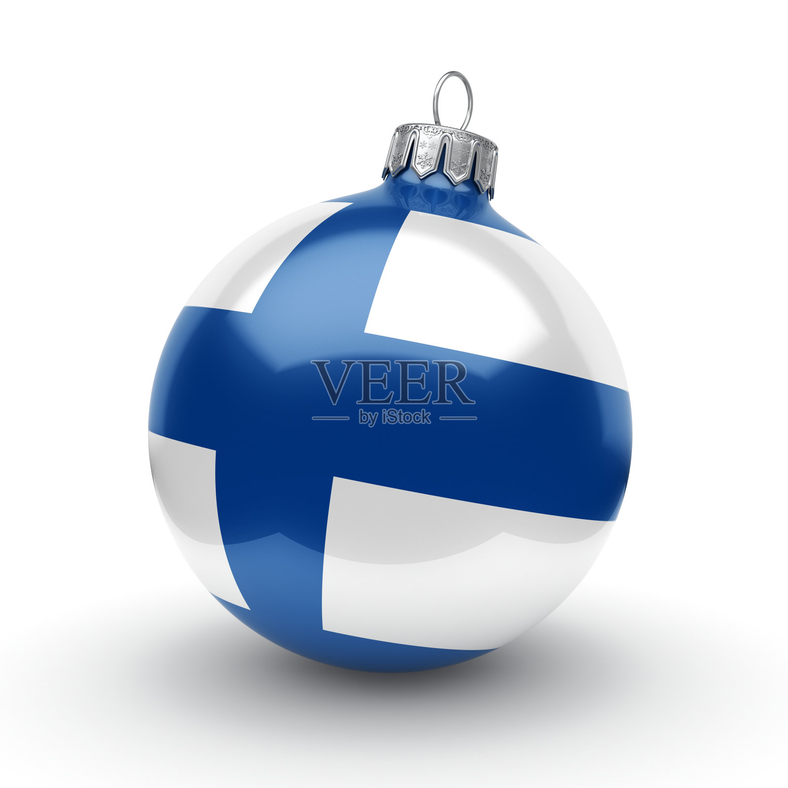 3D渲染圣诞球与芬兰国旗照片摄影图片