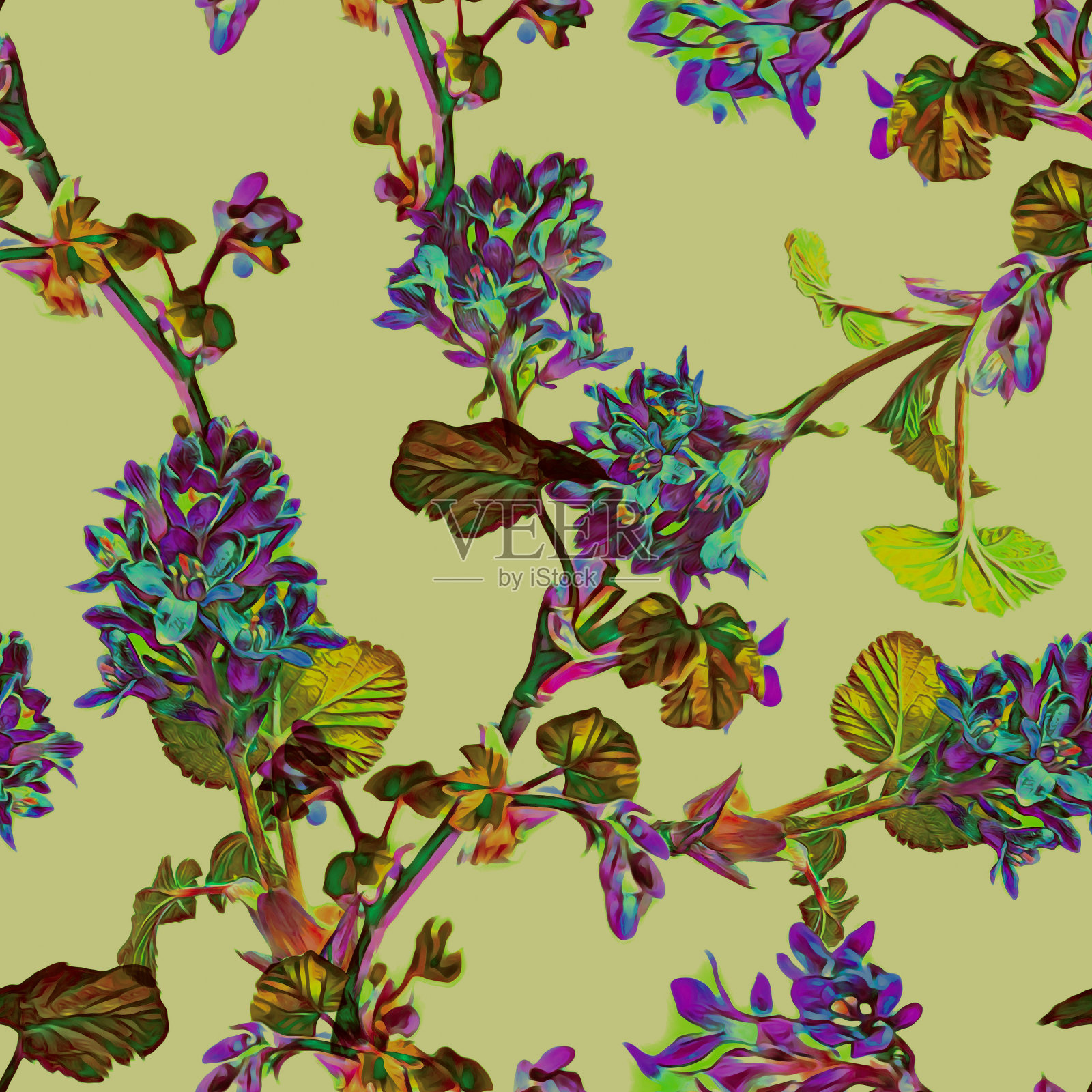 花卉无缝模式。插画图片素材