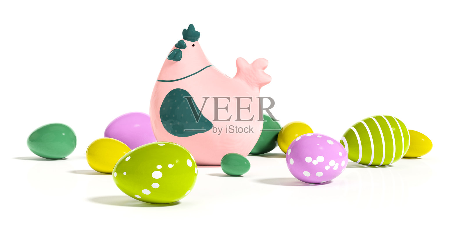 鸡和蛋是复活节的装饰照片摄影图片