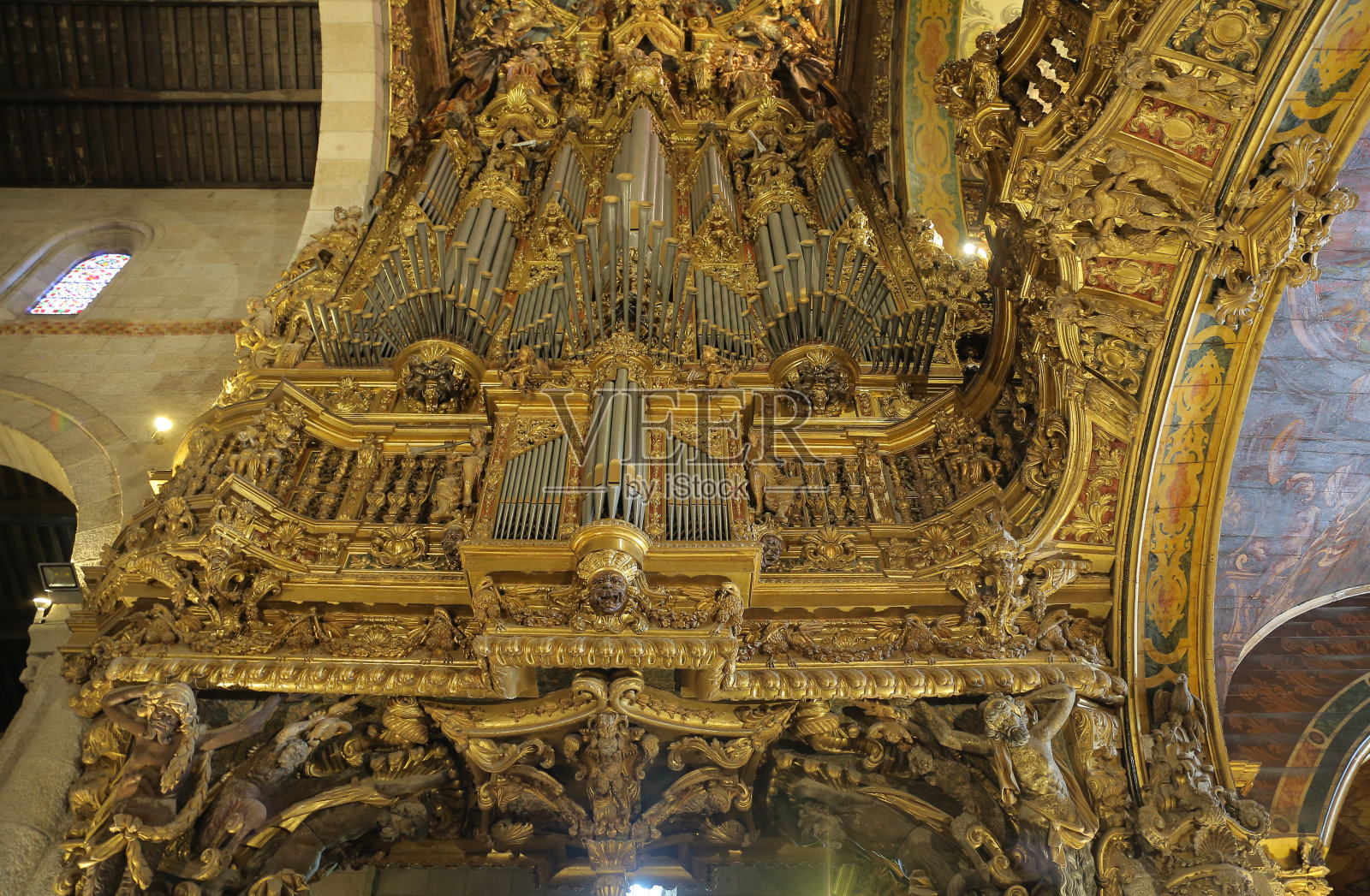 布拉加大教堂的管风琴照片摄影图片