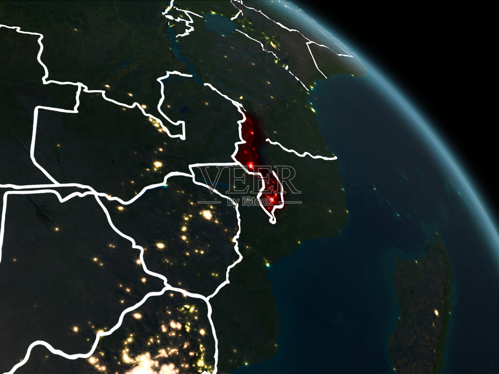 马拉维和红色的夜晚照片摄影图片