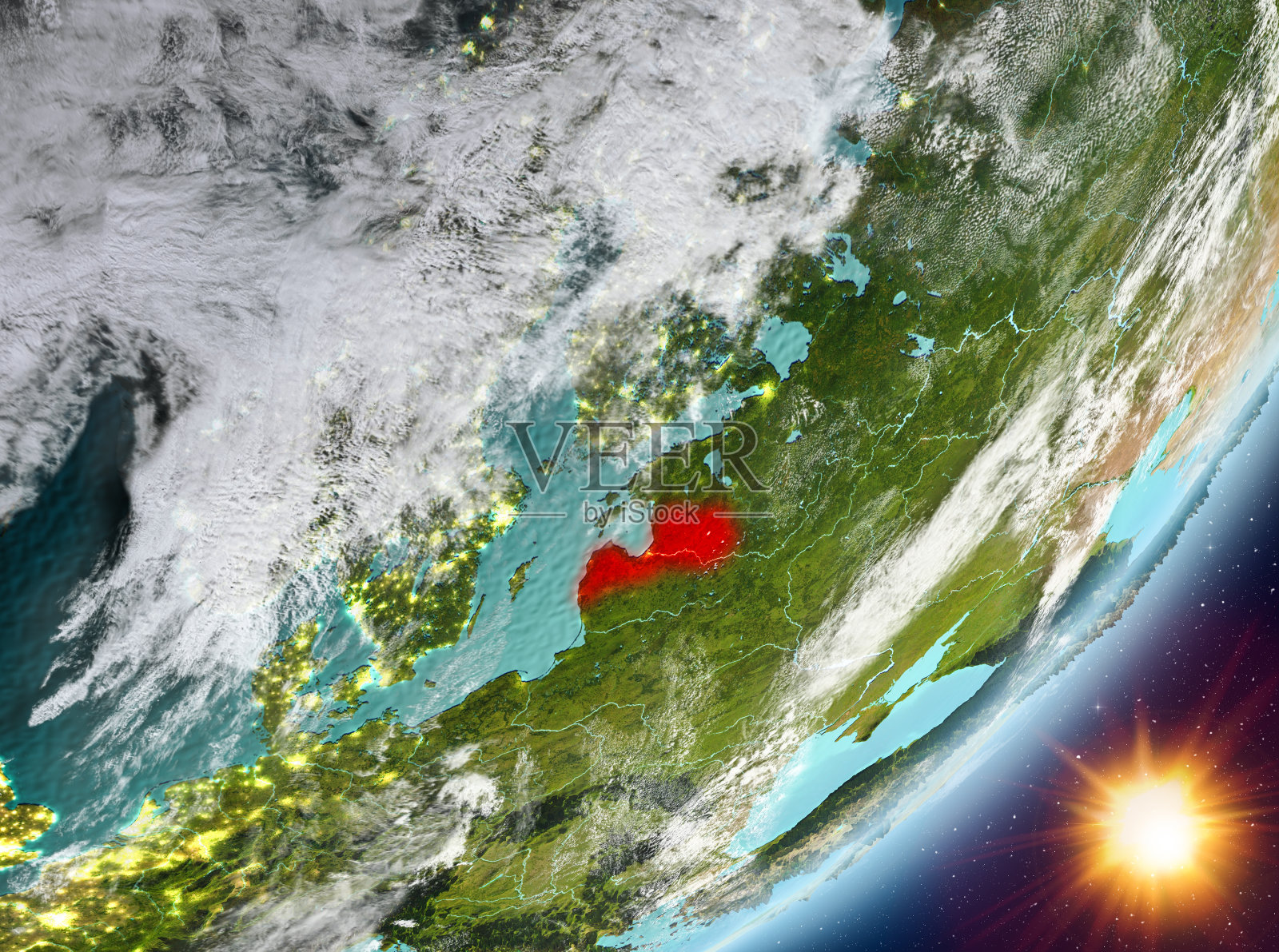 拉脱维亚日出时的轨道图照片摄影图片