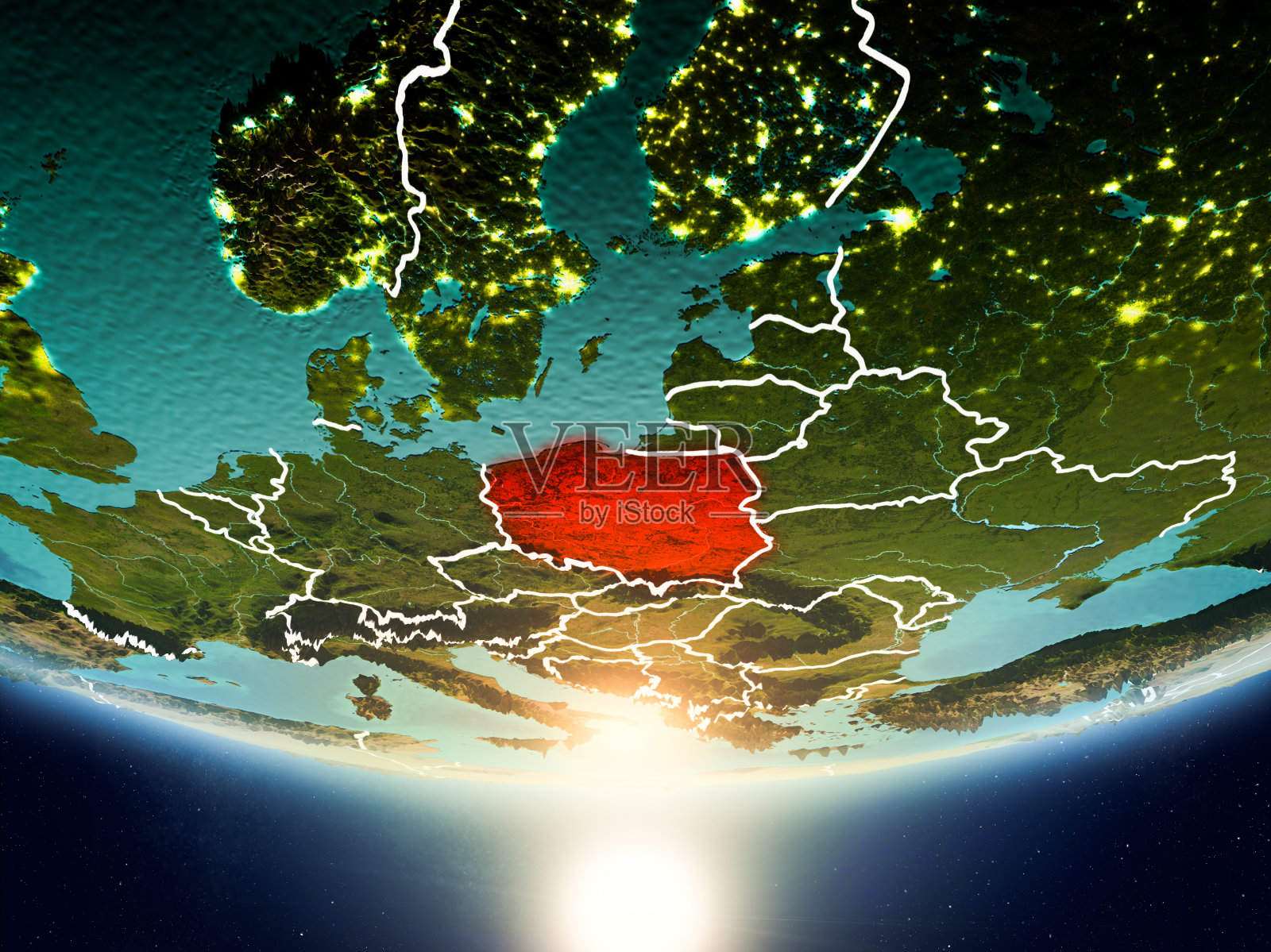 地球上有太阳的波兰照片摄影图片