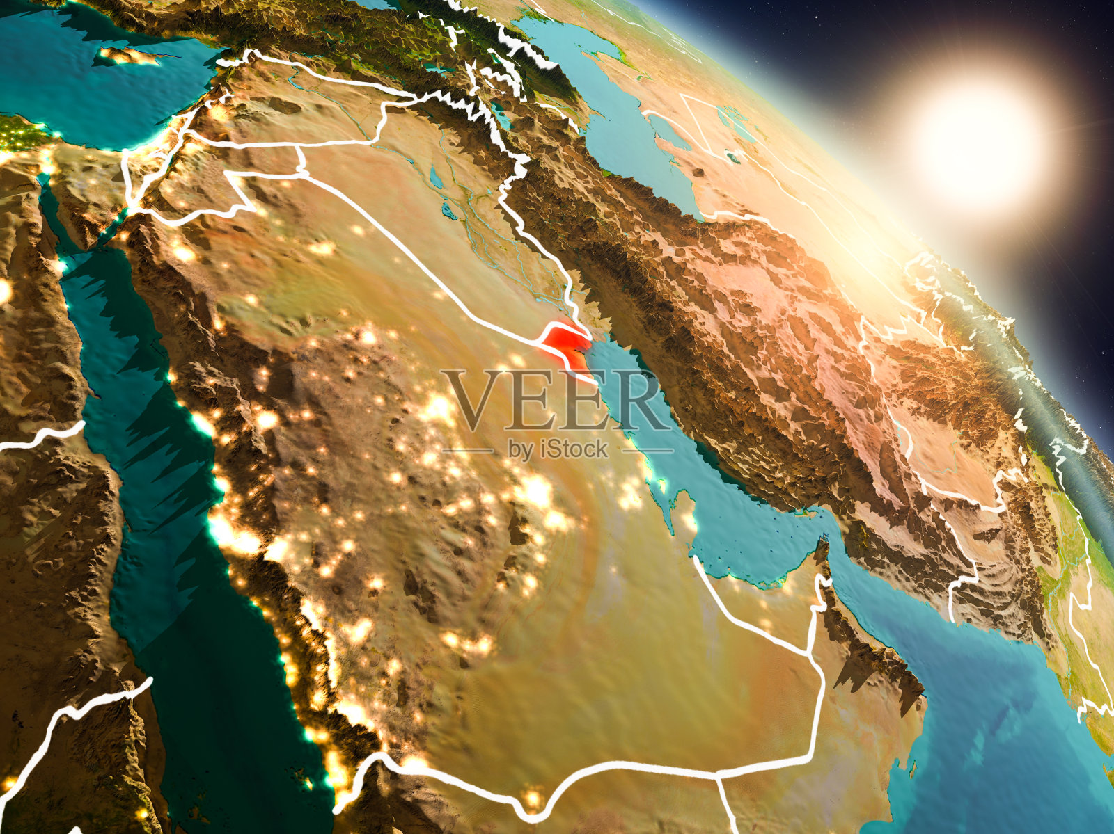 从太空中观察科威特照片摄影图片