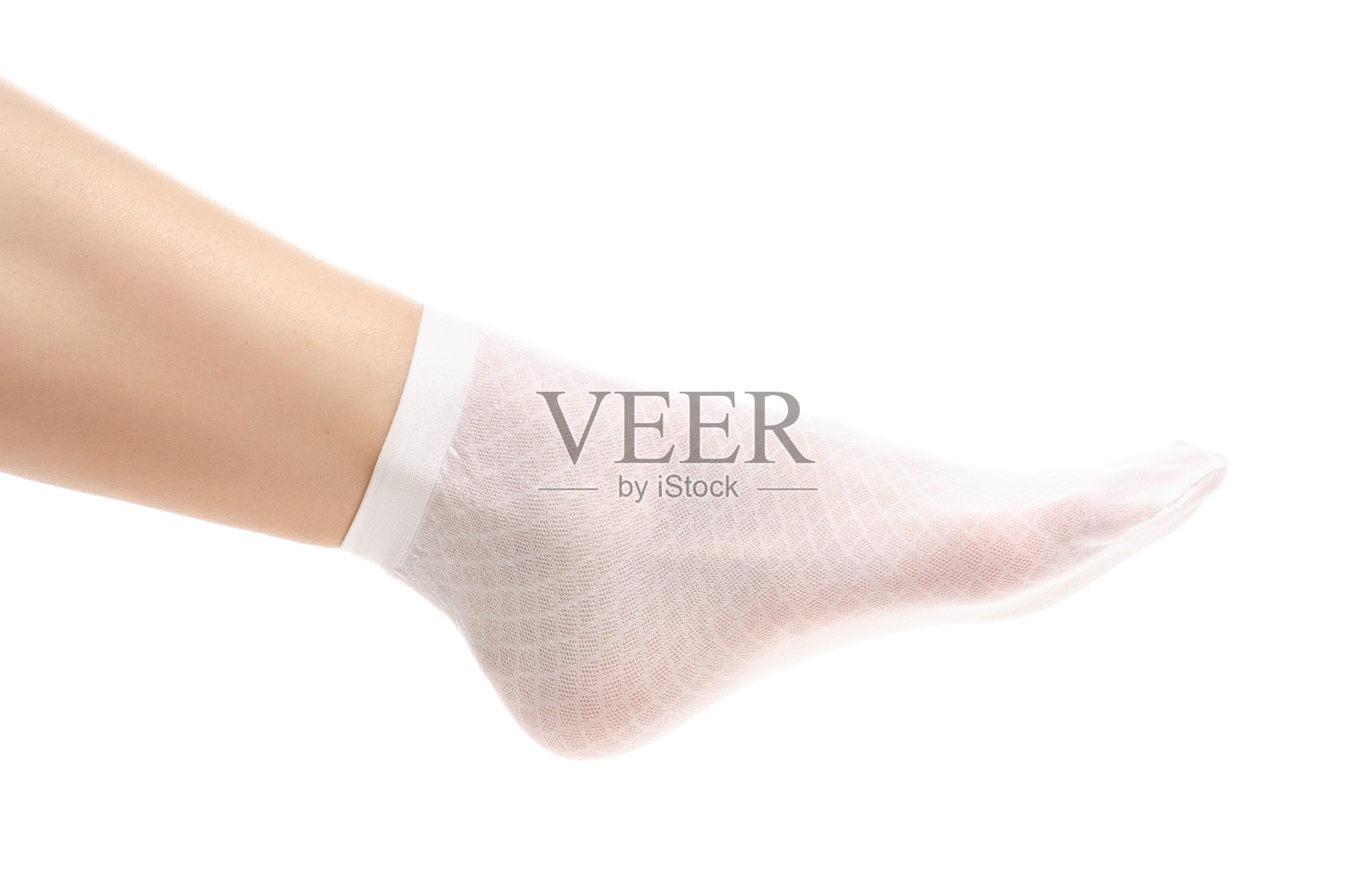 女腿在白色尼龙袜照片摄影图片