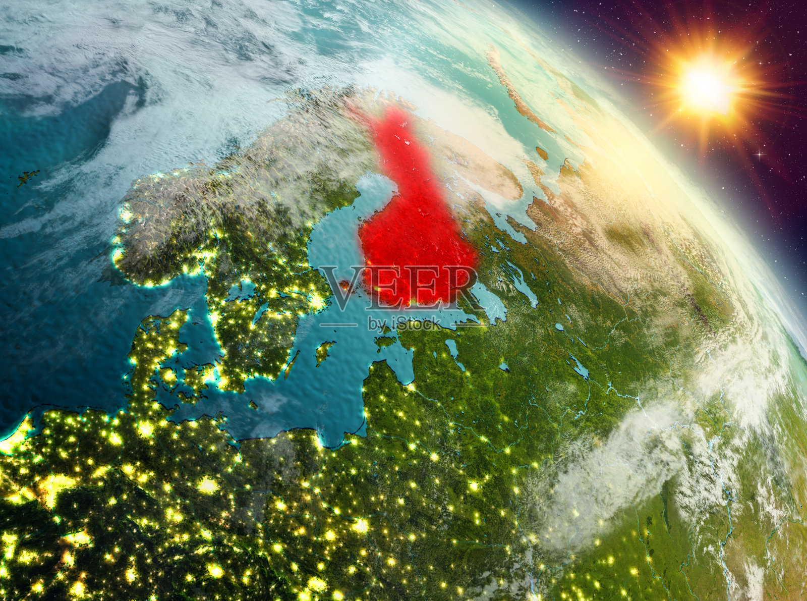 芬兰在轨道上的日出照片摄影图片