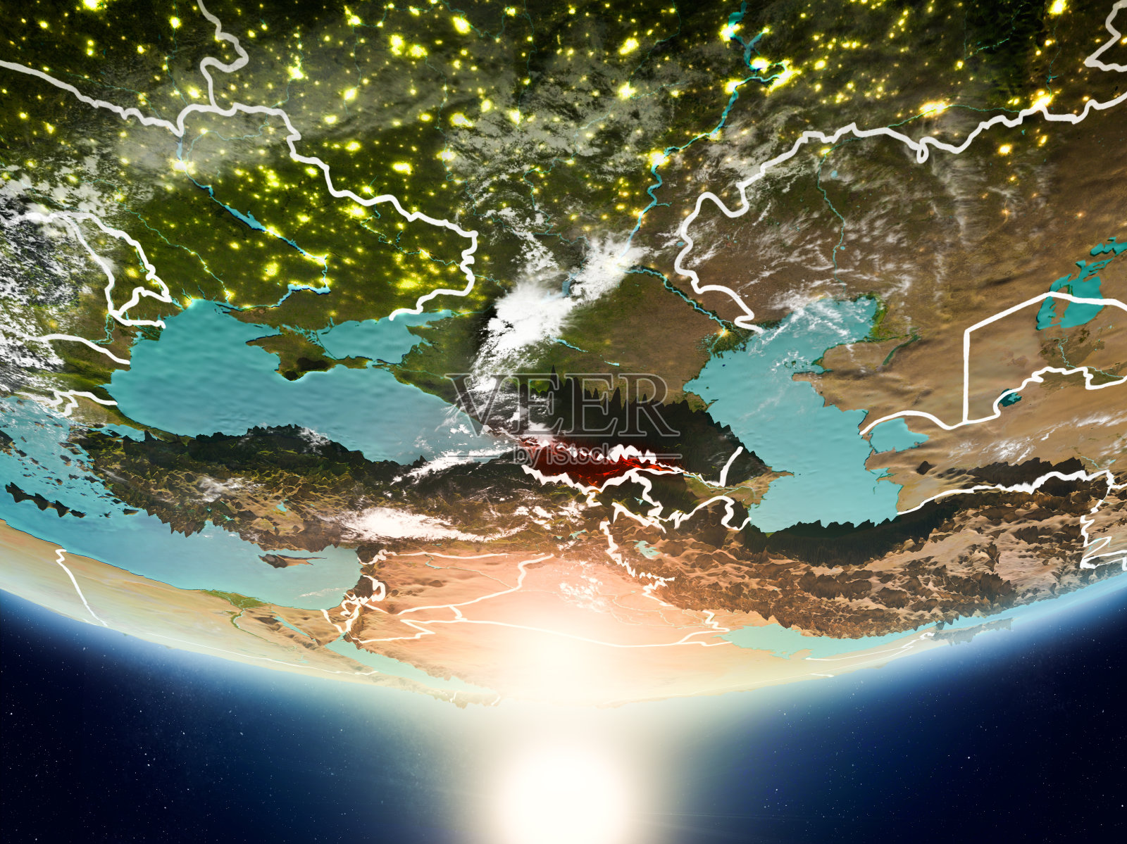 地球上有太阳的格鲁吉亚插画图片素材