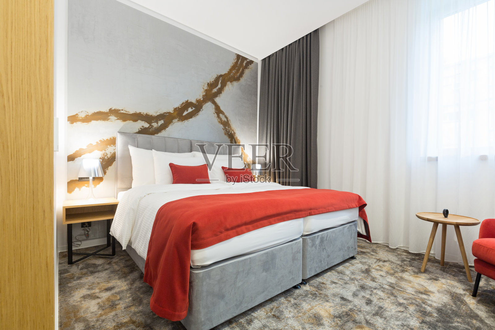 酒店卧室的内部照片摄影图片