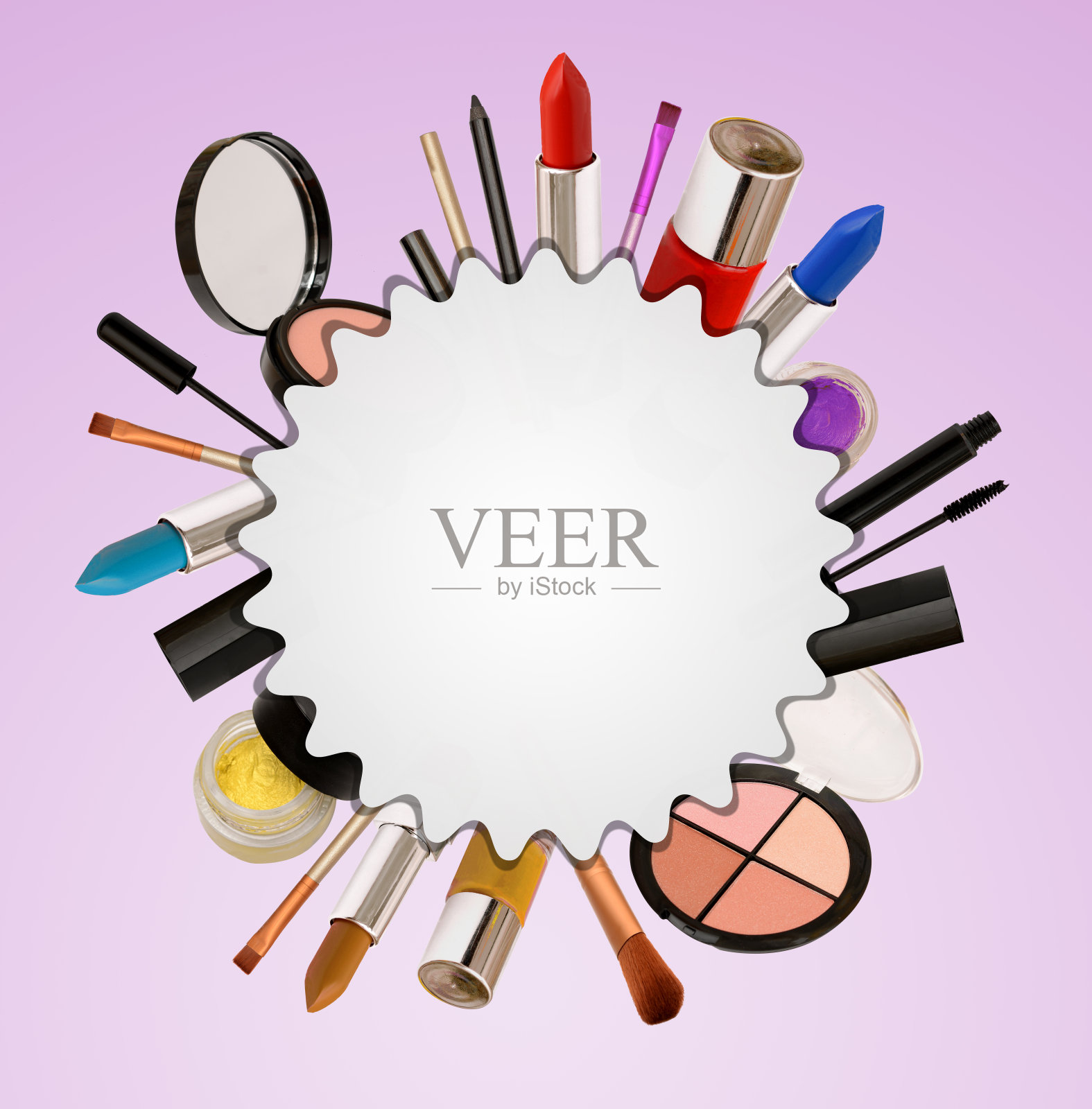 化妆项目落在横幅模板与复制空间照片摄影图片