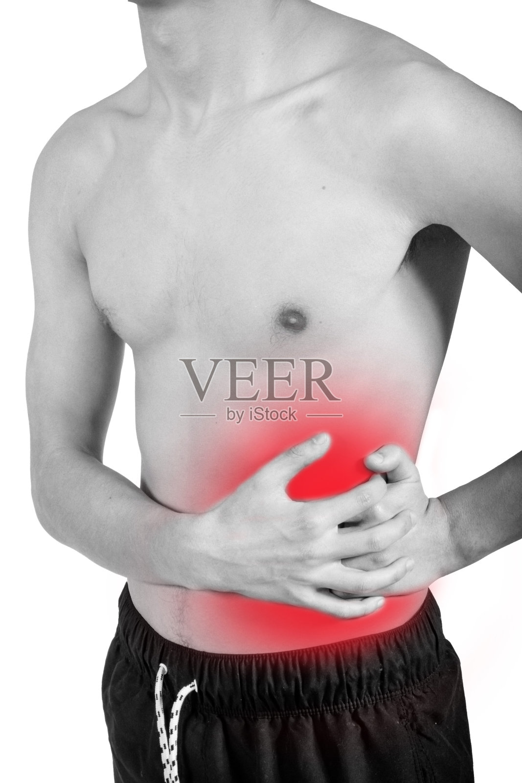 适合赤膊青年与疼痛照片摄影图片