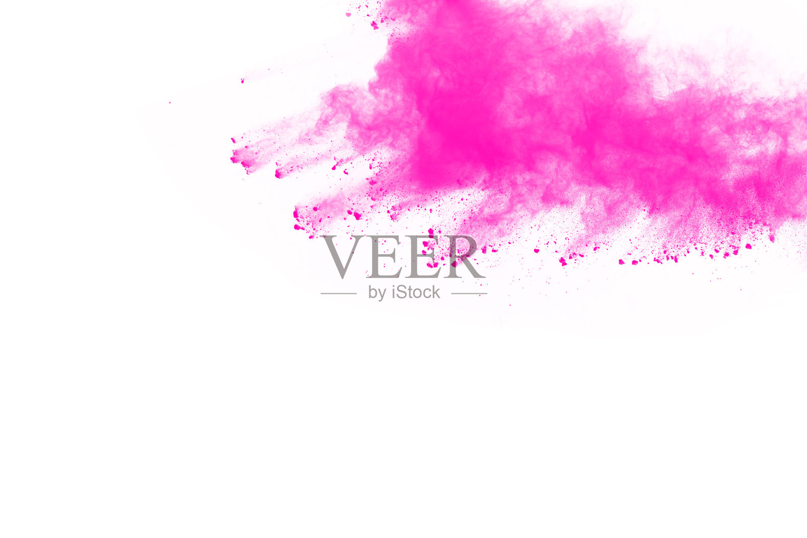 白色背景上的粉色粉末爆炸。万圣节的背景。照片摄影图片