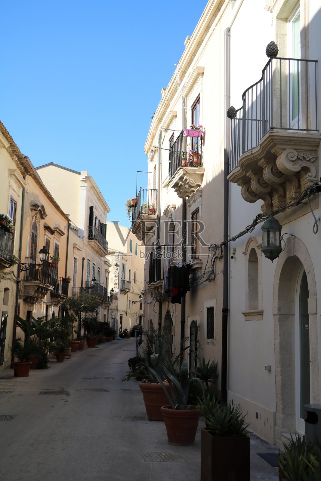 意大利西西里岛奥提嘉雪城的老城小巷照片摄影图片