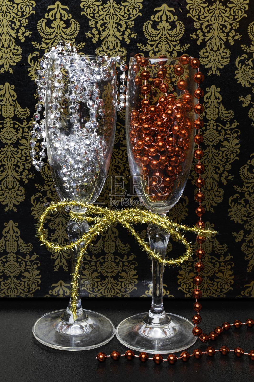 两杯，圣诞和新年的概念照片摄影图片