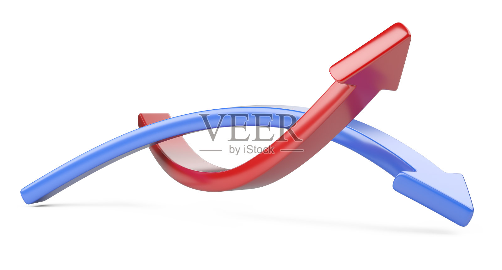 弯曲的红色和蓝色箭头。照片摄影图片